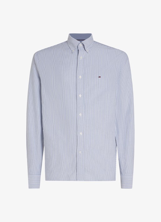 Tommy Hilfiger Oxford regular fit overhemd met streepprint - voorkant royal blue / white-0a8 / blauw