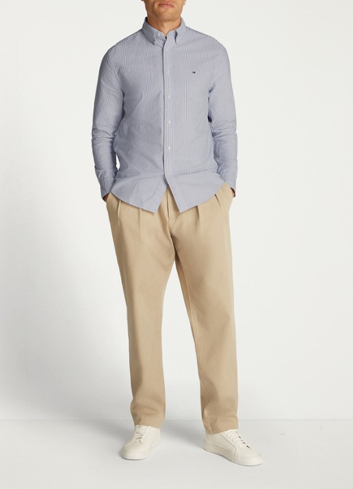 Tommy Hilfiger Oxford regular fit overhemd met streepprint - voorkant 2 royal blue / white-0a8 / blauw