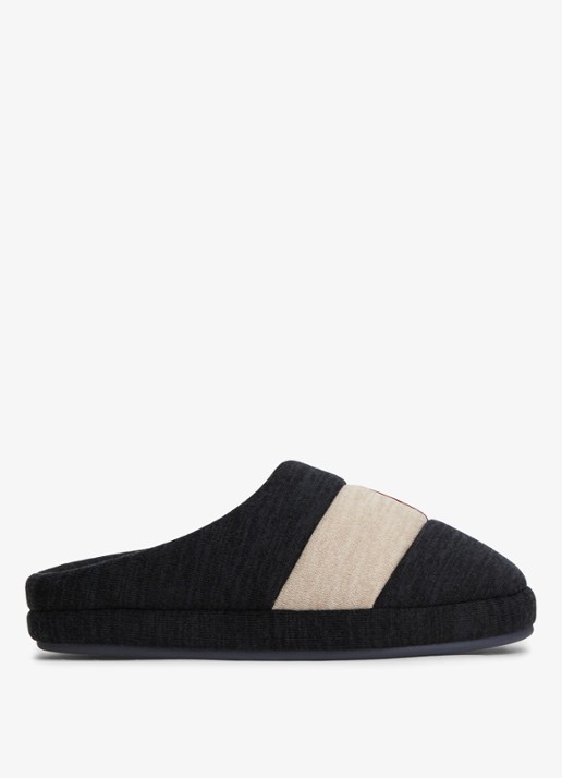 Tommy Hilfiger Pantoffels met colour-blocking - voorkant donkerblauw