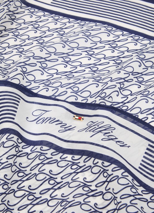 Tommy Hilfiger Pareo met logoprint 110 x 135 cm - detail 4 donkerblauw