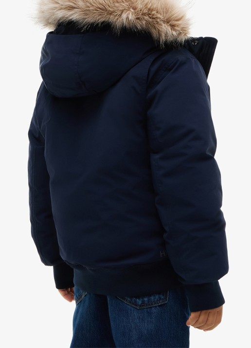 Tommy Hilfiger Parka met imitatiebontkraag - achterkant donkerblauw