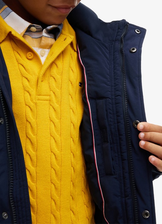 Tommy Hilfiger Parka met imitatiebontkraag - detail 6 donkerblauw