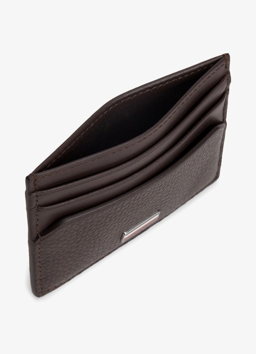 Tommy Hilfiger Pasjeshouder van leer met logo - detail 2 donkerbruin