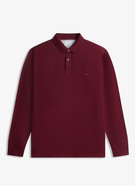 Tommy Hilfiger Plus 1985 regular fit polo met logo - voorkant bordeauxrood
