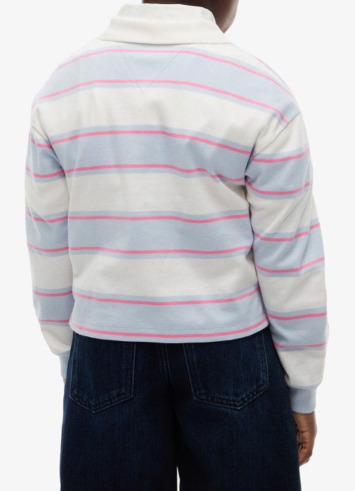 Tommy Hilfiger Polo met streepdessin en logo - achterkant 9 wit
