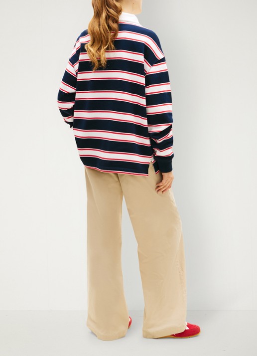 Tommy Hilfiger Polo met streepprint en logoborduring - achterkant multicolor