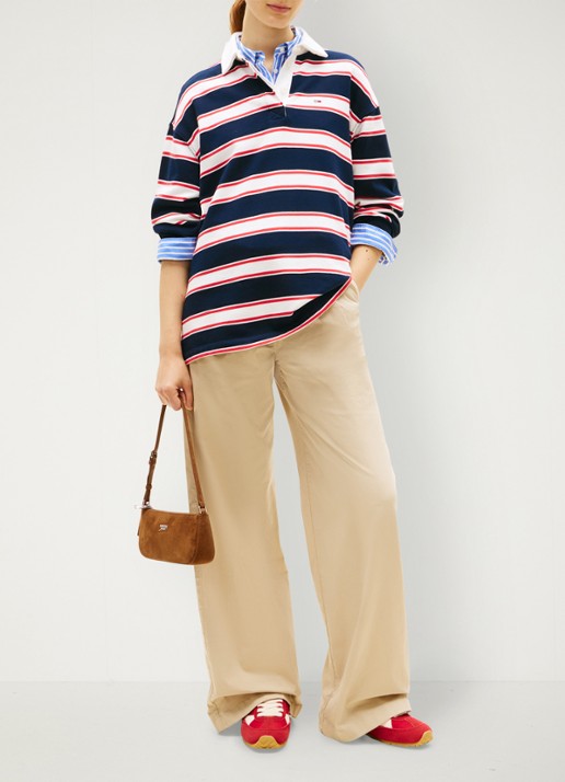 Tommy Hilfiger Polo met streepprint en logoborduring - voorkant 5 multicolor