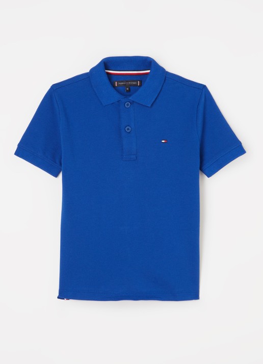 Tommy Hilfiger Polo van piqué katoen - voorkant donkerblauw