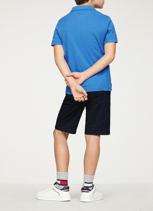 Tommy Hilfiger Polo van piqué katoen - achterkant blauw