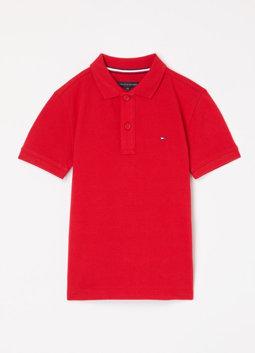Tommy Hilfiger Polo van piqué katoen - voorkant primary red