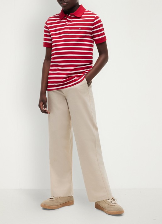 Tommy Hilfiger Polo van piqué katoen - voorkant 3 primary red stripe-0ew / rood