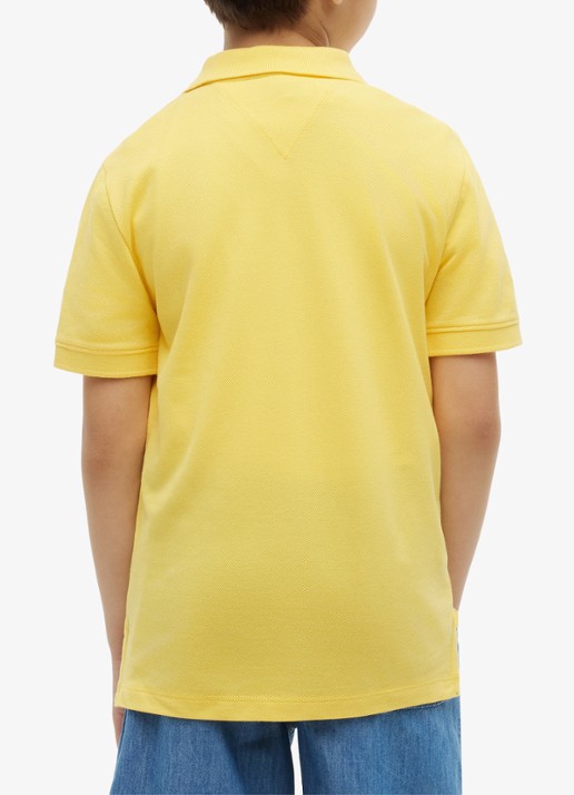 Tommy Hilfiger Polo van piqué katoen - achterkant 5 tuscan sun-zgk / geel