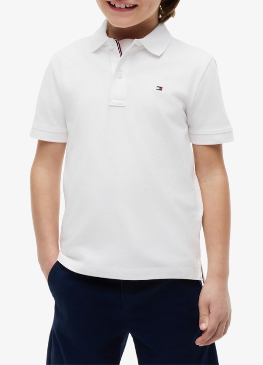 Tommy Hilfiger Polo van piqué katoen - detail white-ybr / wit