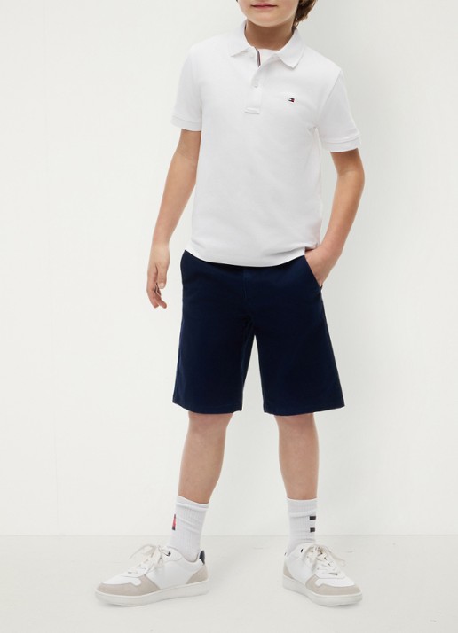 Tommy Hilfiger Polo van piqué katoen - voorkant 8 white-ybr / wit