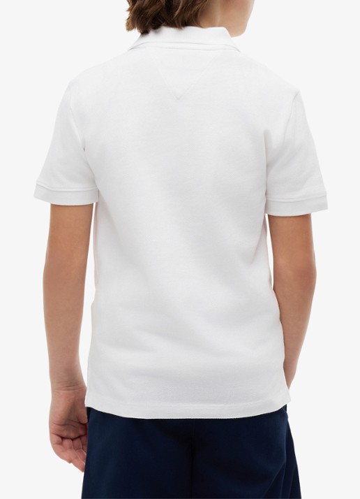 Tommy Hilfiger Polo van piqué katoen - achterkant 5 white-ybr / wit