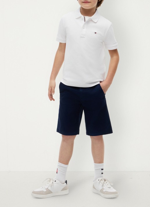 Tommy Hilfiger Polo van piqué katoen - voorkant 4 white-ybr / wit