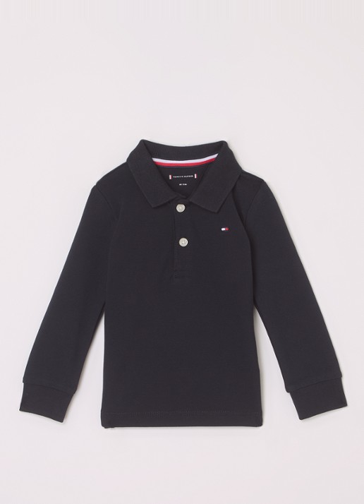 Tommy Hilfiger Polo van piqué katoen - voorkant zwart