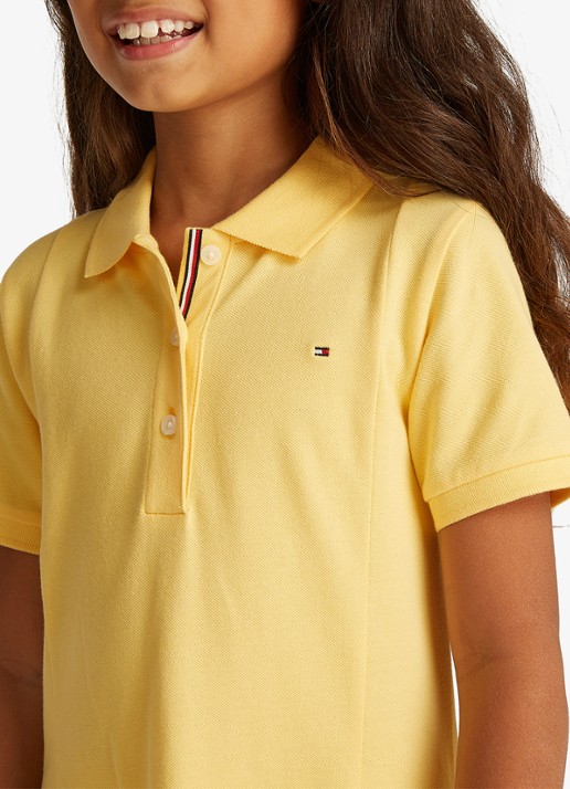 Tommy Hilfiger Polojurk met logo - detail citronella / geel