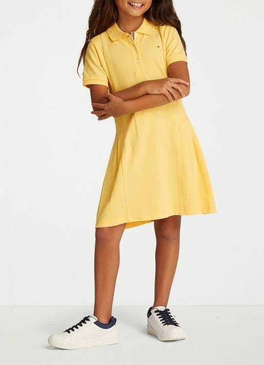 Tommy Hilfiger Polojurk met logo - voorkant 5 citronella / geel