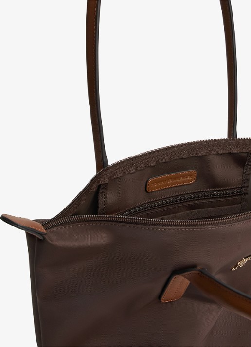 Tommy Hilfiger Popette handtas met details van kalfsleer - detail 4 kastanjebruin