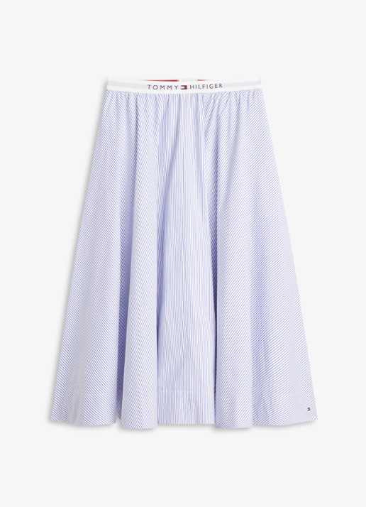 Tommy Hilfiger Poplin midi rok met plooien - voorkant 2 lichtblauw