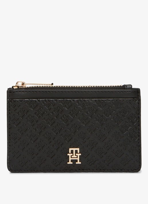 Tommy Hilfiger Portemonnee met logoprint - voorkant zwart