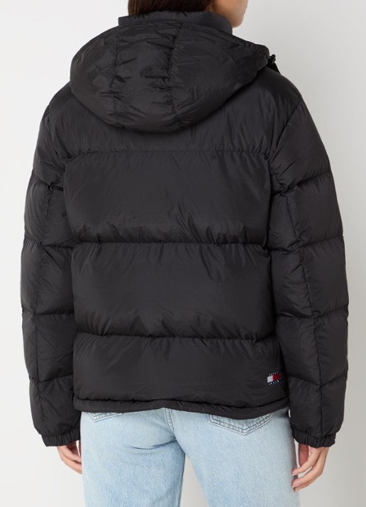 Tommy Hilfiger Puffer jack met donsvulling en afneembare capuchon - achterkant 2 zwart
