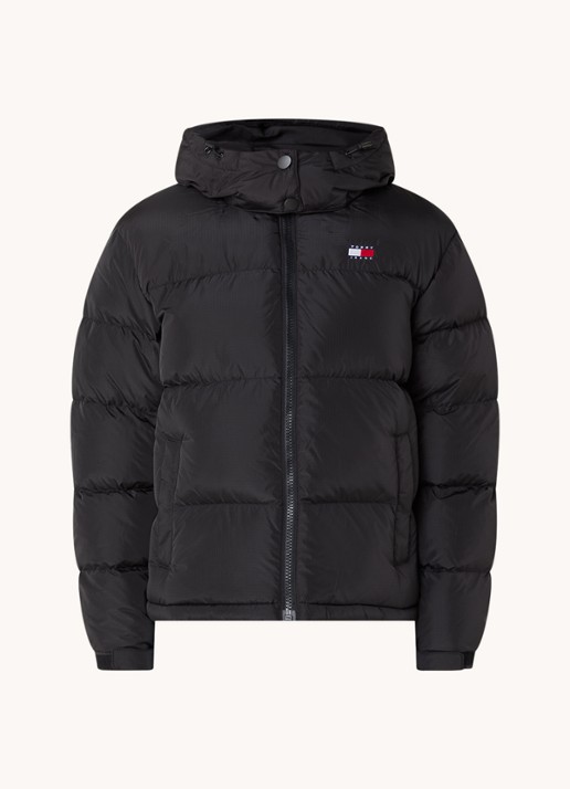 Tommy Hilfiger Puffer jack met donsvulling en afneembare capuchon - voorkant 3 zwart