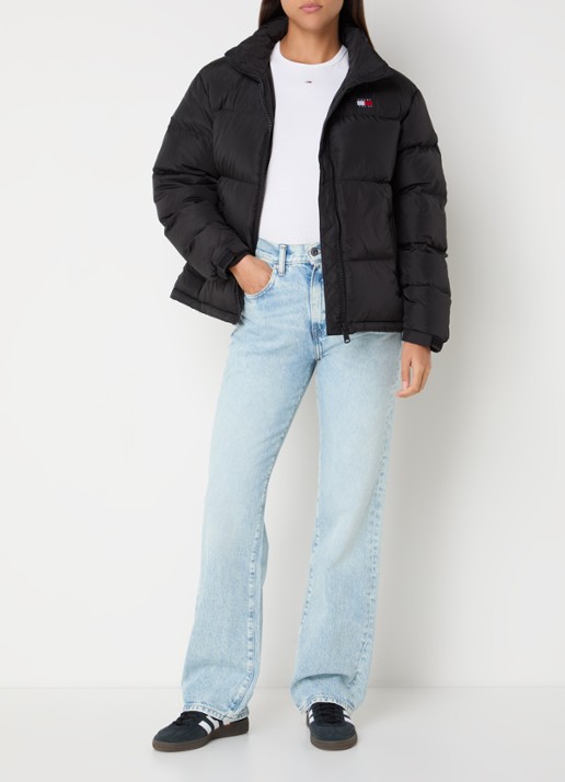 Tommy Hilfiger Puffer jack met donsvulling en afneembare capuchon - voorkant 4 zwart