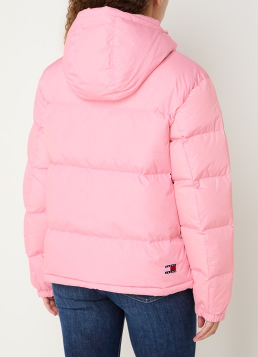 Tommy Hilfiger Puffer jack met donsvulling en afneembare capuchon - achterkant lichtroze