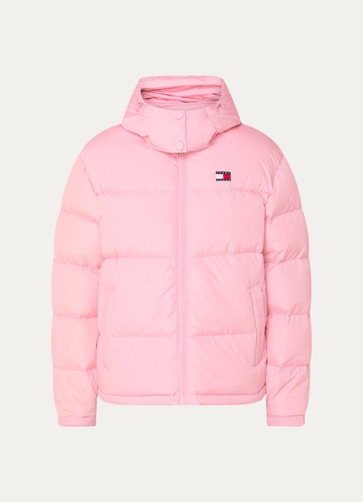 Tommy Hilfiger Puffer jack met donsvulling en afneembare capuchon - voorkant 3 lichtroze