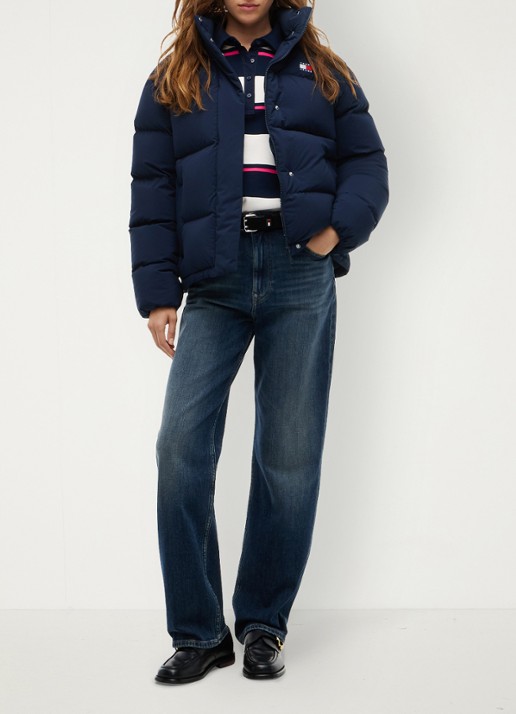Tommy Hilfiger Puffer jack met donsvulling en afneembare capuchon - voorkant 6 dark blue-c1g