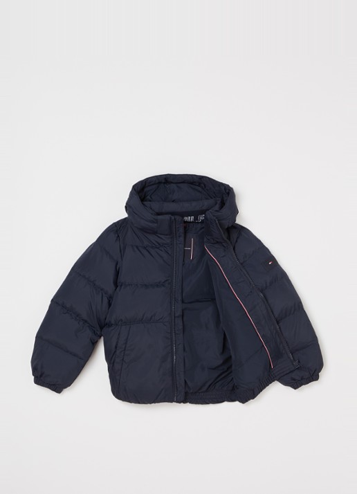 Tommy Hilfiger Puffer jack met donsvulling en afneembare capuchon - voorkant 2 lichtblauw