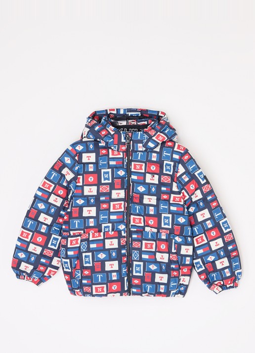 Tommy Hilfiger Puffer jack met donsvulling en afneembare capuchon - voorkant 2 donkerblauw