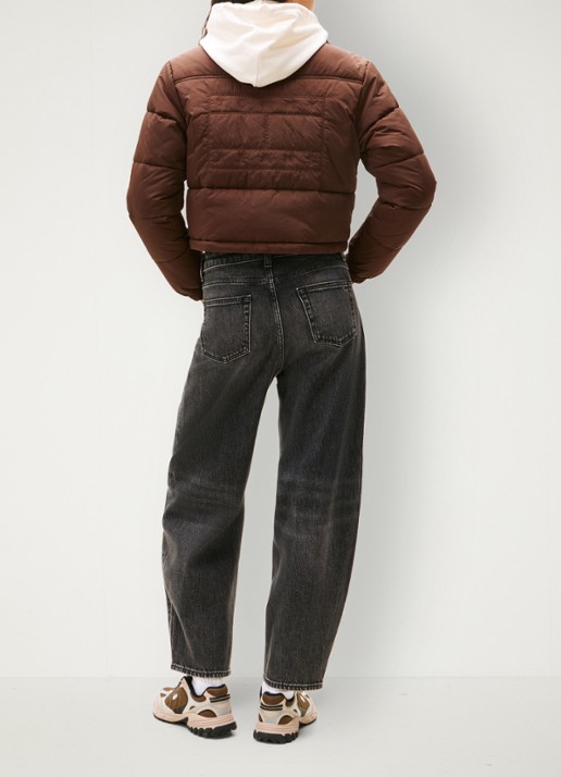 Tommy Hilfiger Puffer jack met waterafstotende coating - achterkant bruin