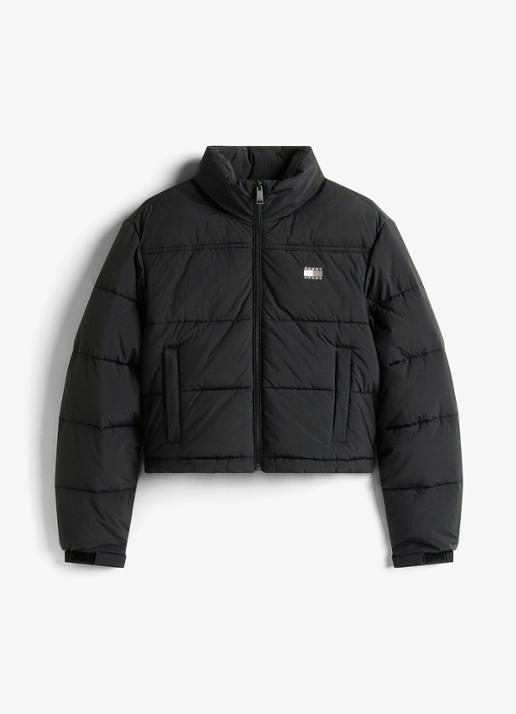 Tommy Hilfiger Puffer jack met waterafstotende coating - voorkant zwart