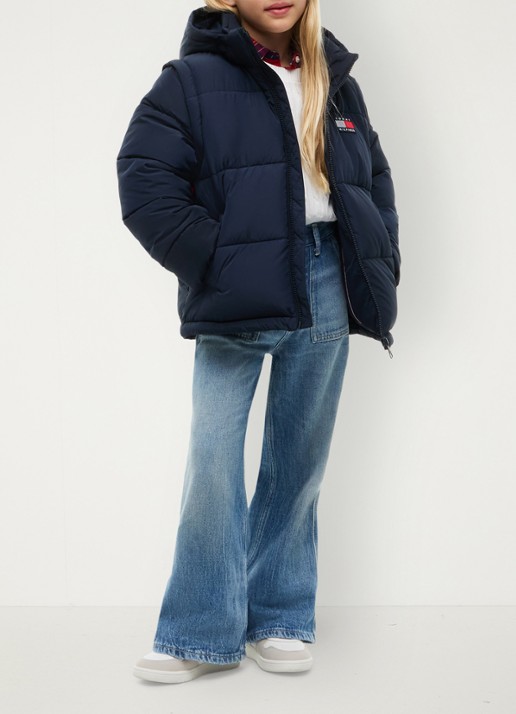 Tommy Hilfiger Puffer jas met afneembare capuchon - detail 5 donkerblauw
