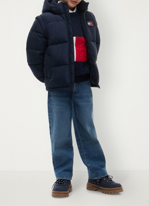 Tommy Hilfiger Puffer jas met afneembare capuchon - voorkant 2 donkerblauw