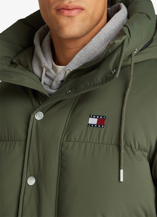 Tommy Hilfiger Puffer jas met capuchon en logo - detail 5 olijfgroen