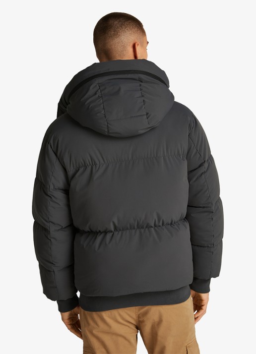 Tommy Hilfiger Puffer jas met capuchon en logo - achterkant 3 zwart