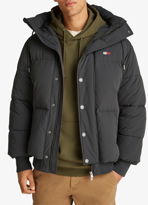 Tommy Hilfiger Puffer jas met capuchon en logo - detail 4 zwart