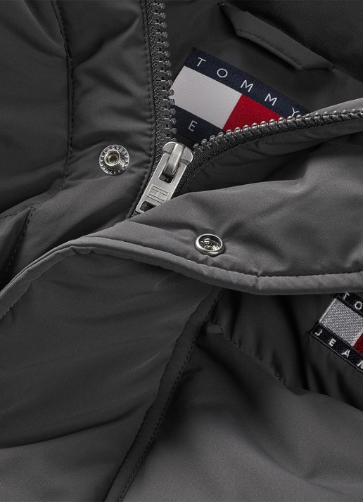 Tommy Hilfiger Puffer jas met capuchon en logo - detail 6 zwart