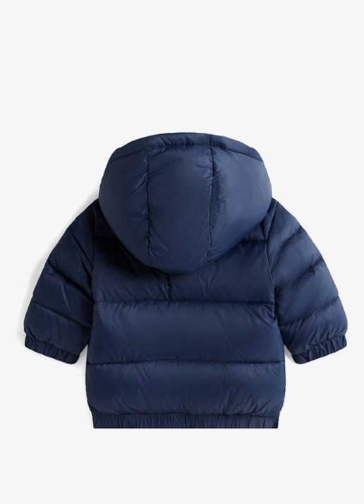 Tommy Hilfiger Puffer jas met capuchon - voorkant 2 donkerblauw