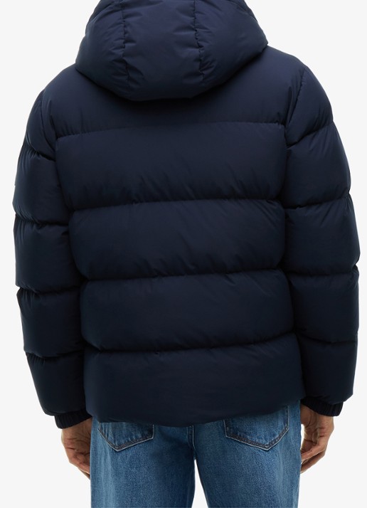 Tommy Hilfiger Puffer jas met donsvulling en capuchon  - achterkant 5 donkerblauw