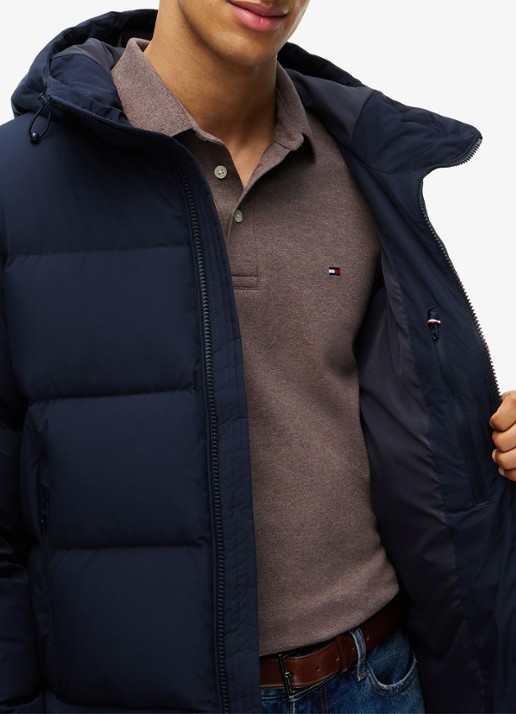 Tommy Hilfiger Puffer jas met donsvulling en capuchon  - detail 2 donkerblauw