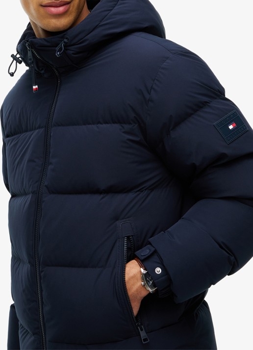 Tommy Hilfiger Puffer jas met donsvulling en capuchon  - detail 4 donkerblauw