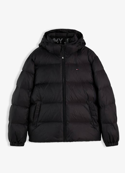 Tommy Hilfiger Puffer jas met donsvulling - voorkant 3 zwart