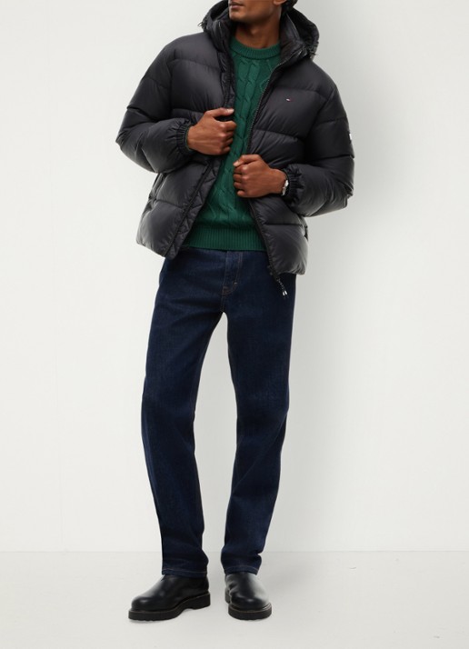Tommy Hilfiger Puffer jas met donsvulling - voorkant 4 zwart