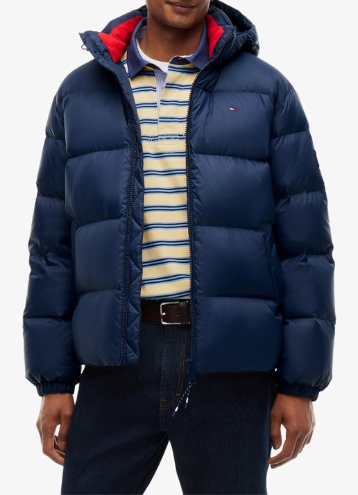 Tommy Hilfiger Puffer jas met donsvulling - detail donkerblauw