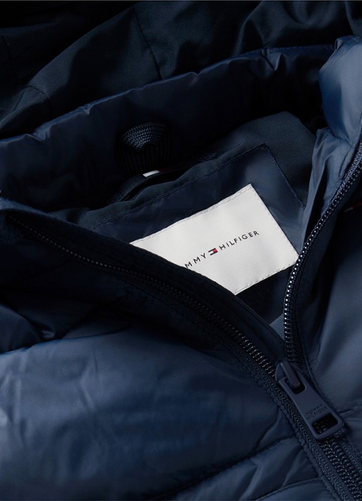 Tommy Hilfiger Puffer jas met logo - detail 2 donkerblauw